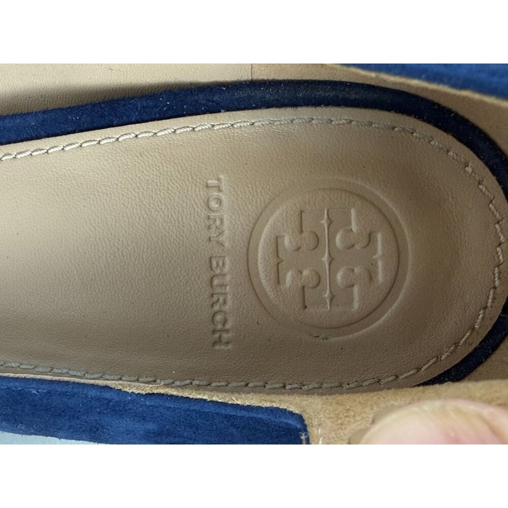 Tory Burch Elizabeth 85mm Round-Toe Pump Royal Navy Suede 9.5 US - Picture 5 of 9